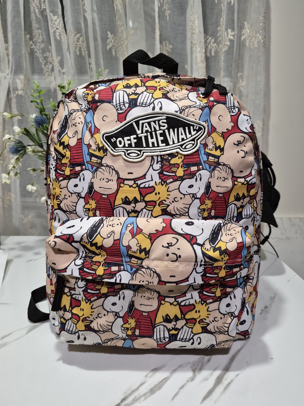 Peanuts Print Backpack - Beige/Multi